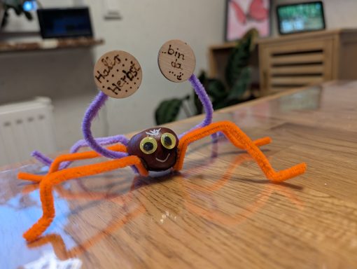 Kleine Spinne mit freundlichem Gruß